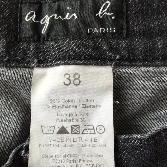 AGNES B- Sport b black straight leg jeans- Size 38 - Picture 9 of 10